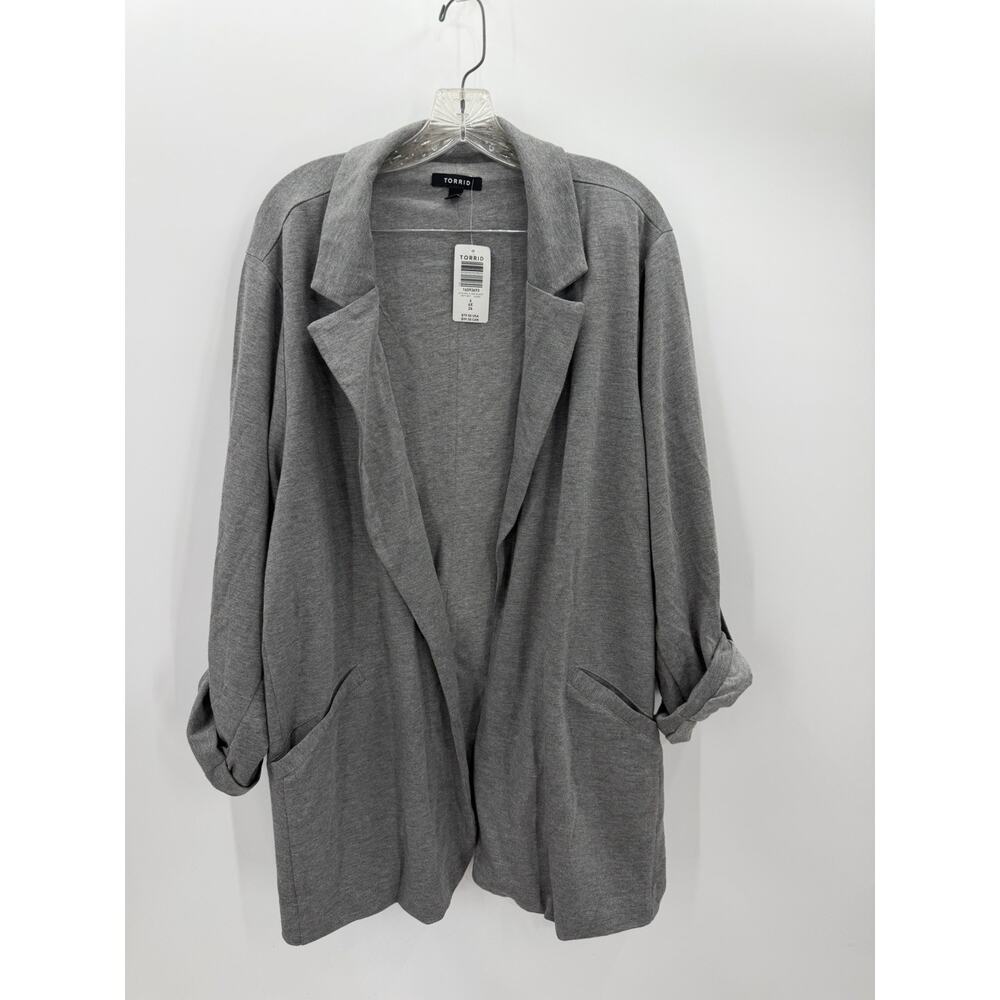 Torrid NWT Heather Grey Jersey Roll Sleeve Blazer 4X - Picture 4 of 13